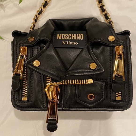 Moschino Small Black Nappa Biker Jacket Flap Bag - Picture 3 of 17
